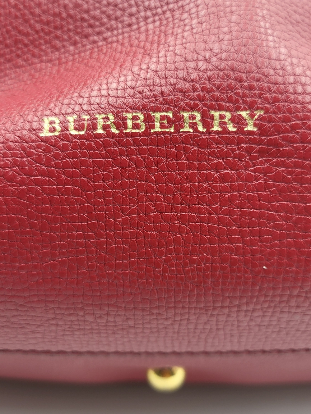 BURBERRY Grainy Calfskin House Check Medium Banner Tote Red, Auth w/COA. - Picture 15 of 16